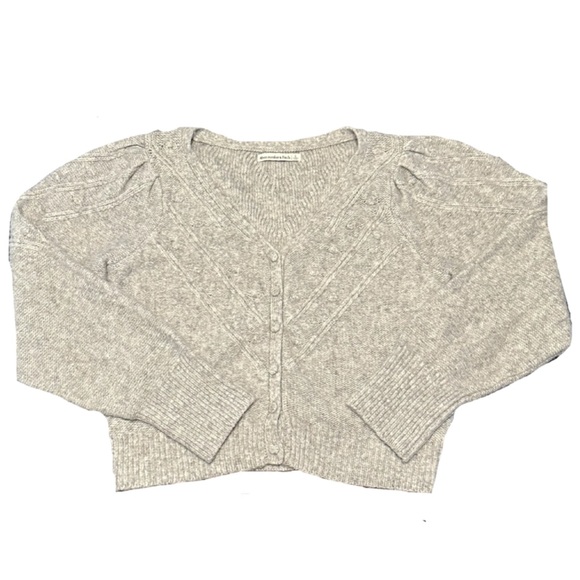 Abercrombie & Fitch Soft Knit Cropped Cardigan Heather Grey - Women’s L - Picture 1 of 8